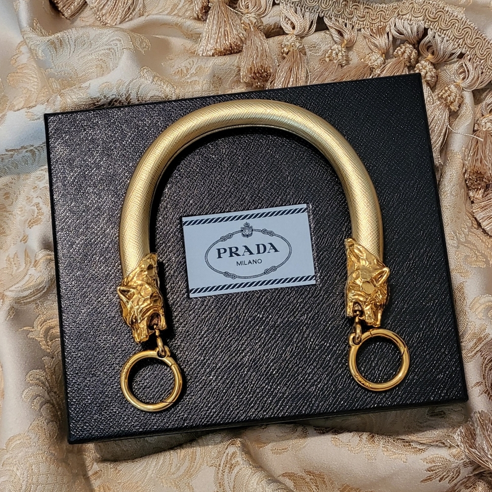 PRADA Animalier Saffiano Short Handle Head Strap Accessory